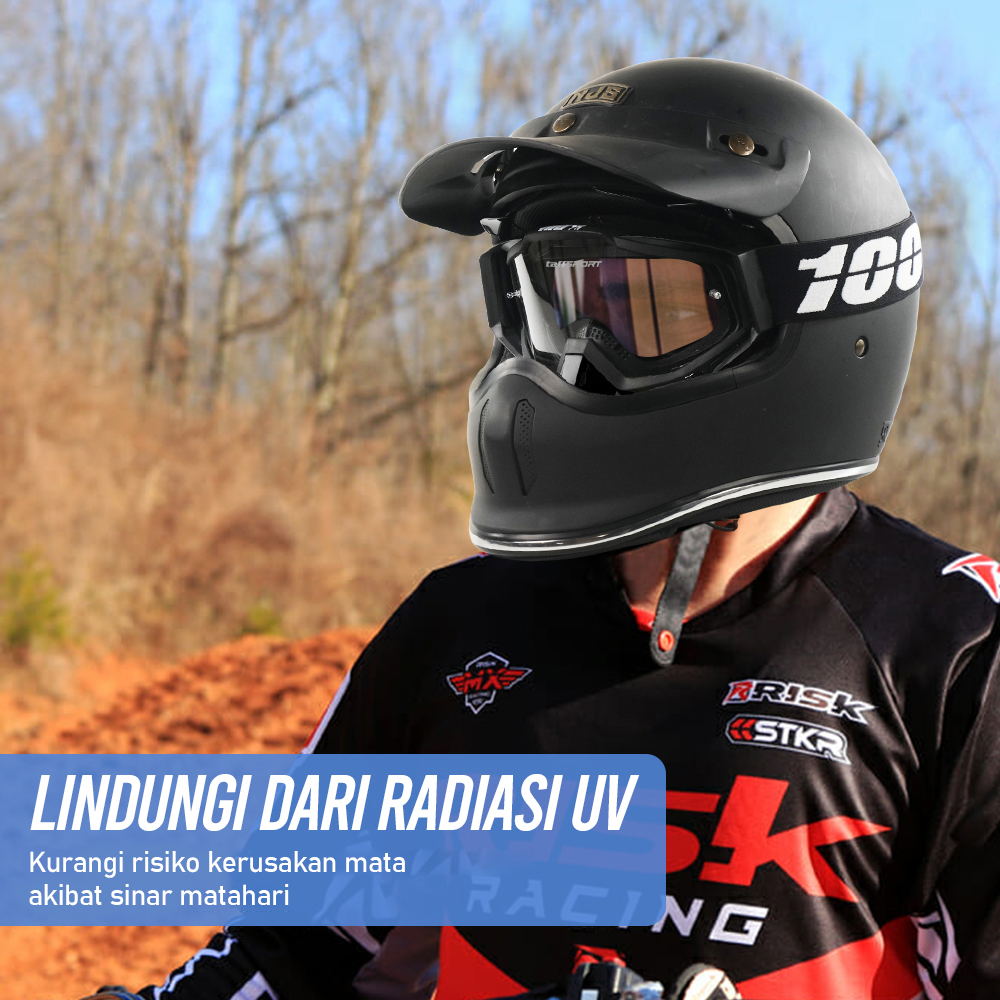 Gambar produk TaffSPORT Kacamata Helm Motor Goggles UV400 Protection Windproof Clear - UV400