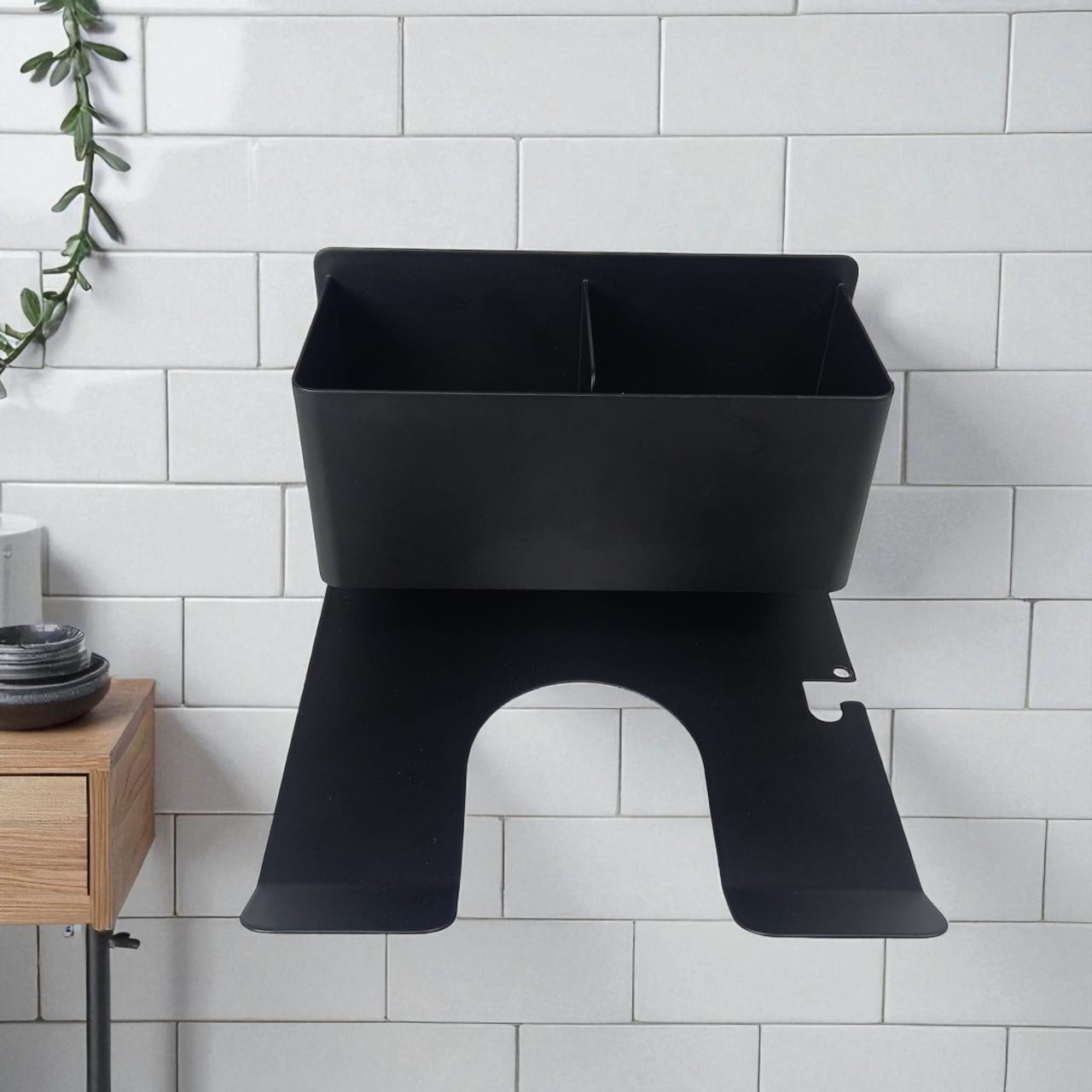 Gambar produk ChaoWal Rak Hair Dryer Holder Stand Wall Mounted with Storage Box - CH-14