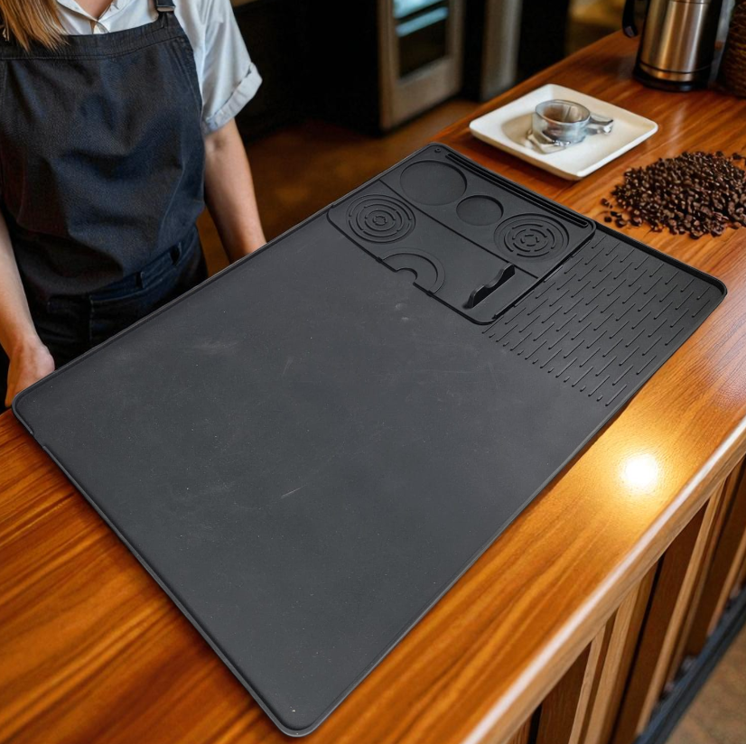 DRT Wadah Alas Kopi Tamper Coffee Maker Mat Silicone Tray 2in1 - D-21 Gambar produk DRT Wadah Alas Kopi Tamper Coffee Maker Mat Silicone Tray 2in1 - D-21