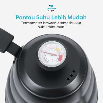 Gambar produk One Two Cups Teko Kopi Leher Angsa Pour Over Drip Kettle Thermometer 1.2L - KE4012