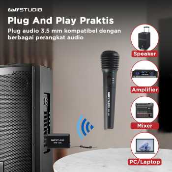 Gambar produk TaffSTUDIO Mikrofon Karaoke Profesional 2 in 1 Wireless Wired 2.4Ghz - WM-308