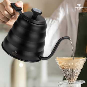 Gambar produk One Two Cups Teko Kopi Leher Angsa Pour Over Drip Kettle Thermometer 1.2L - KE4012
