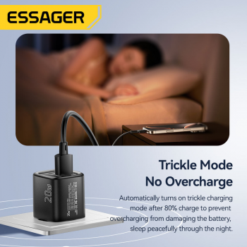 Gambar produk ESSAGER Kepala Charger Dual Port Fast Charging PD USB Type C 20W - ES-CD54