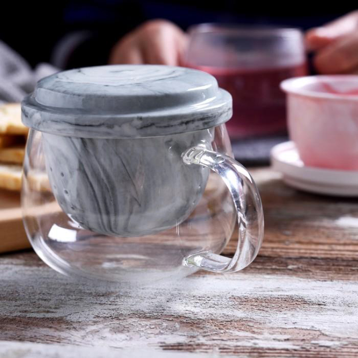 Gambar produk TOCACH Cangkir Teh Saringan Kaca Keramik Tahan Panas Infuser Mug 400ml - 302TCF