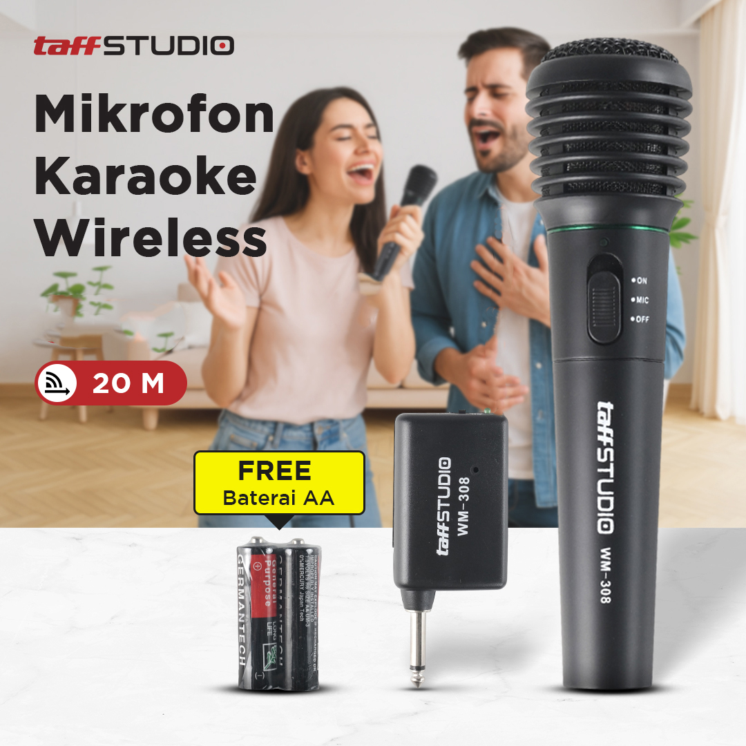 Gambar produk TaffSTUDIO Mikrofon Karaoke Profesional 2 in 1 Wireless Wired 2.4Ghz - WM-308