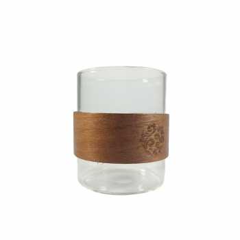 Gambar produk LIONS Gelas Teh Kopi Glass Tea Cup Borosilicate With Wooden Ring 200ml - LU2