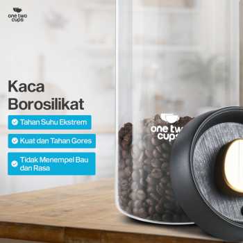 Gambar produk One Two Cups Toples Kaca Penyimpanan Biji Kopi Vacuum Sealed Lid 1.8L - SE41
