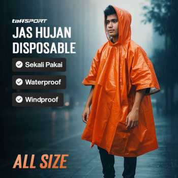 Gambar produk TaffSPORT Jas Hujan Portable Disposable Raincoat Poncho PE All Size - Jn62