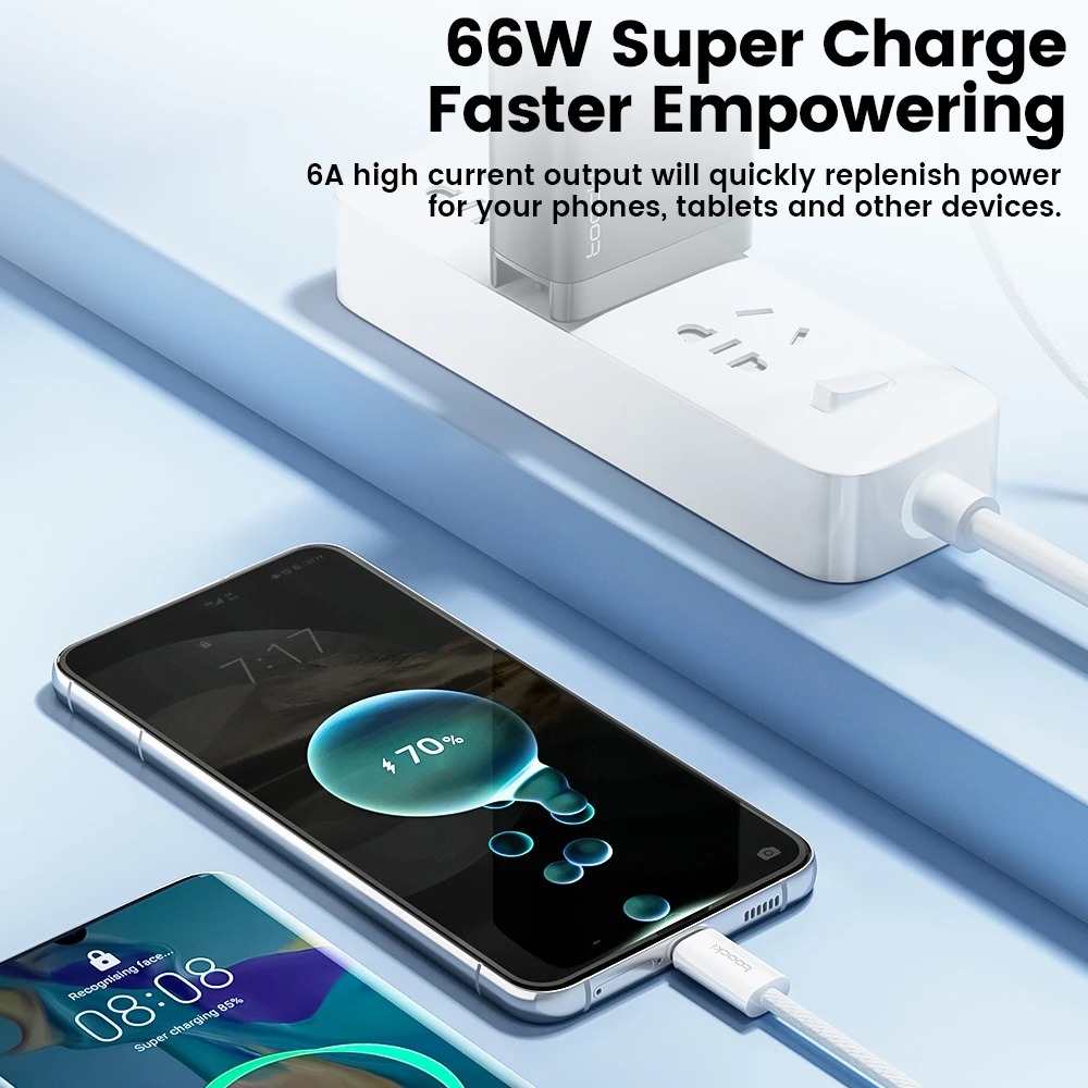 Gambar produk Toocki Kabel Data USB Type C Fast Charging Braided 6A 66W 1M - TXCAC-YG02