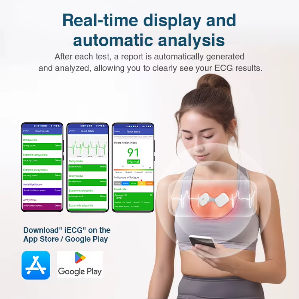 Gambar produk TMJD Pengukur Detak Jantung EKG Wireless Smart ECG Recorder Monitor - ER1