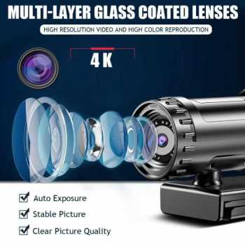 Erilles Webcam Desktop PC Laptop Rotatable 4K with Microphone - EL380 Gambar produk Erilles Webcam Desktop PC Laptop Rotatable 4K with Microphone - EL380