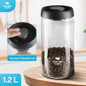 One Two Cups Toples Kaca Penyimpanan Biji Kopi Vacuum Sealed Lid - SE41