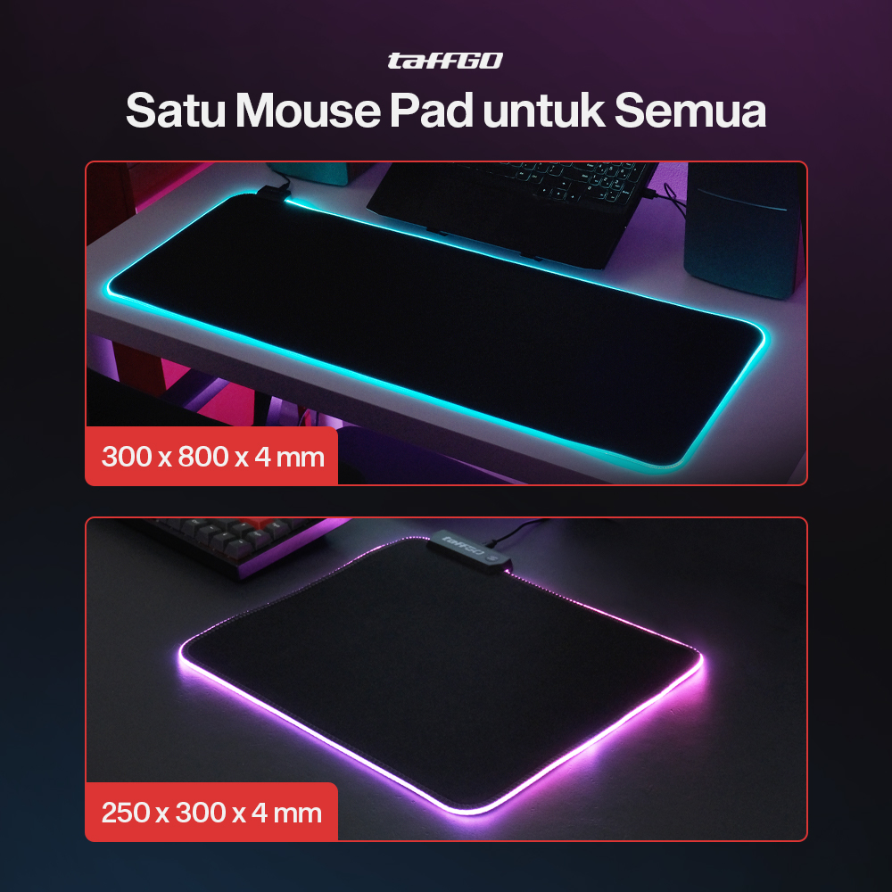 Gambar produk TaffGO Gaming Mouse Pad Glowing RGB LED High Precision 300x800x4mm