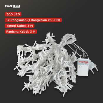 Gambar produk TaffLED Lampu Hias Gorden String Lights 3x3M 300 LED Cool White 18W - 300L