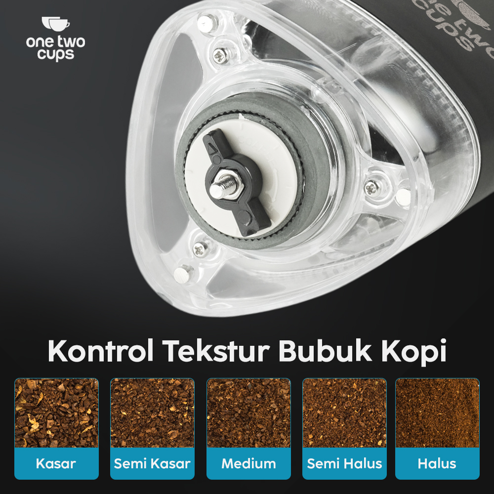 Gambar produk One Two Cups Penggiling Kopi Elektrik Coffee Grinder Adjustable 155ml - ZT-003
