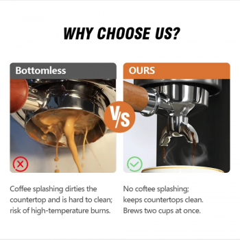 Gambar produk Andralyn Portafilter Double Spout Stainless Steel 58mm Kayu Rosewood - AL304