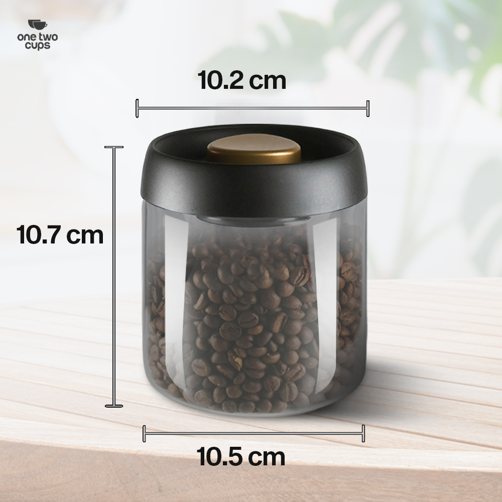 Gambar produk One Two Cups Toples Kaca Penyimpanan Biji Kopi Vacuum Sealed Lid 500ml - SE41