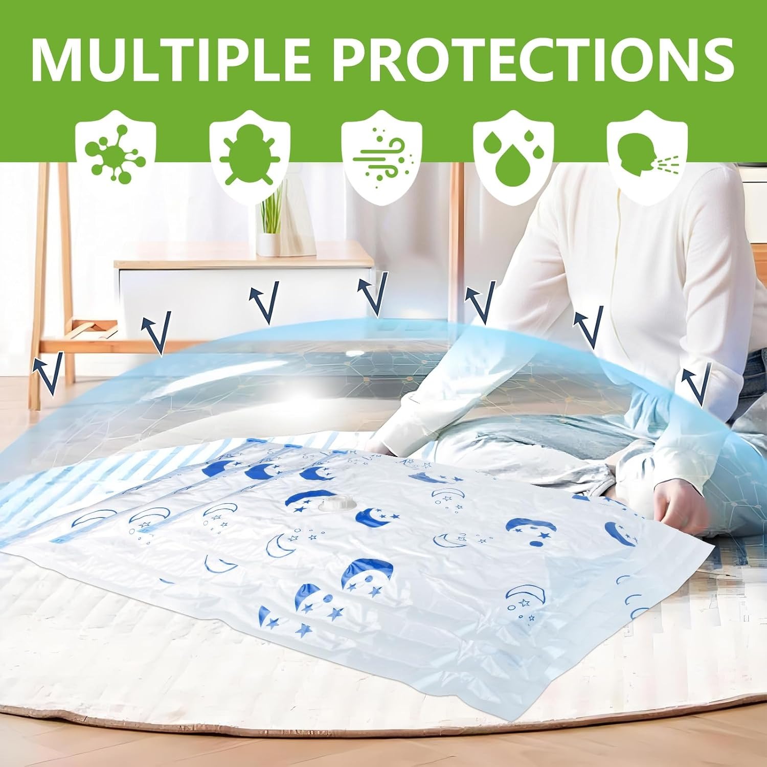 Gambar produk TRIPACK Kantong Plastik Vakum Pakaian Multifungsi Vacuum Bag 1 PCS 70x100cm - TMS-10