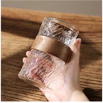 Gambar produk OKLAHOM Gelas Kopi Borosilikat Heat Resistant with Bamboo Ring 410ml - P-410