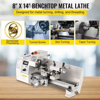 VEVOR Mesin Bubut Mini Lathe Beads Woodworking 2250RPM 350mm 600W - MX-8x14