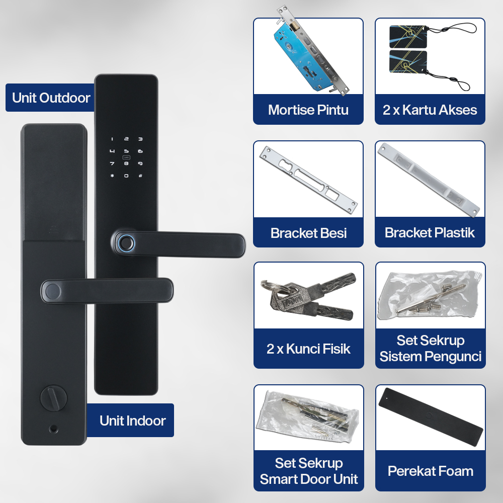 Benzi Smart Door Lock Fingerprint Password Card Cryptography - B21 Gambar produk Benzi Smart Door Lock Fingerprint Password Card Cryptography - B21