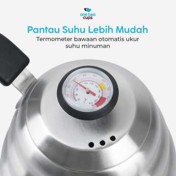 Gambar produk One Two Cups Teko Kopi Leher Angsa Pour Over Kettle Thermometer 900ml - LZP-8003