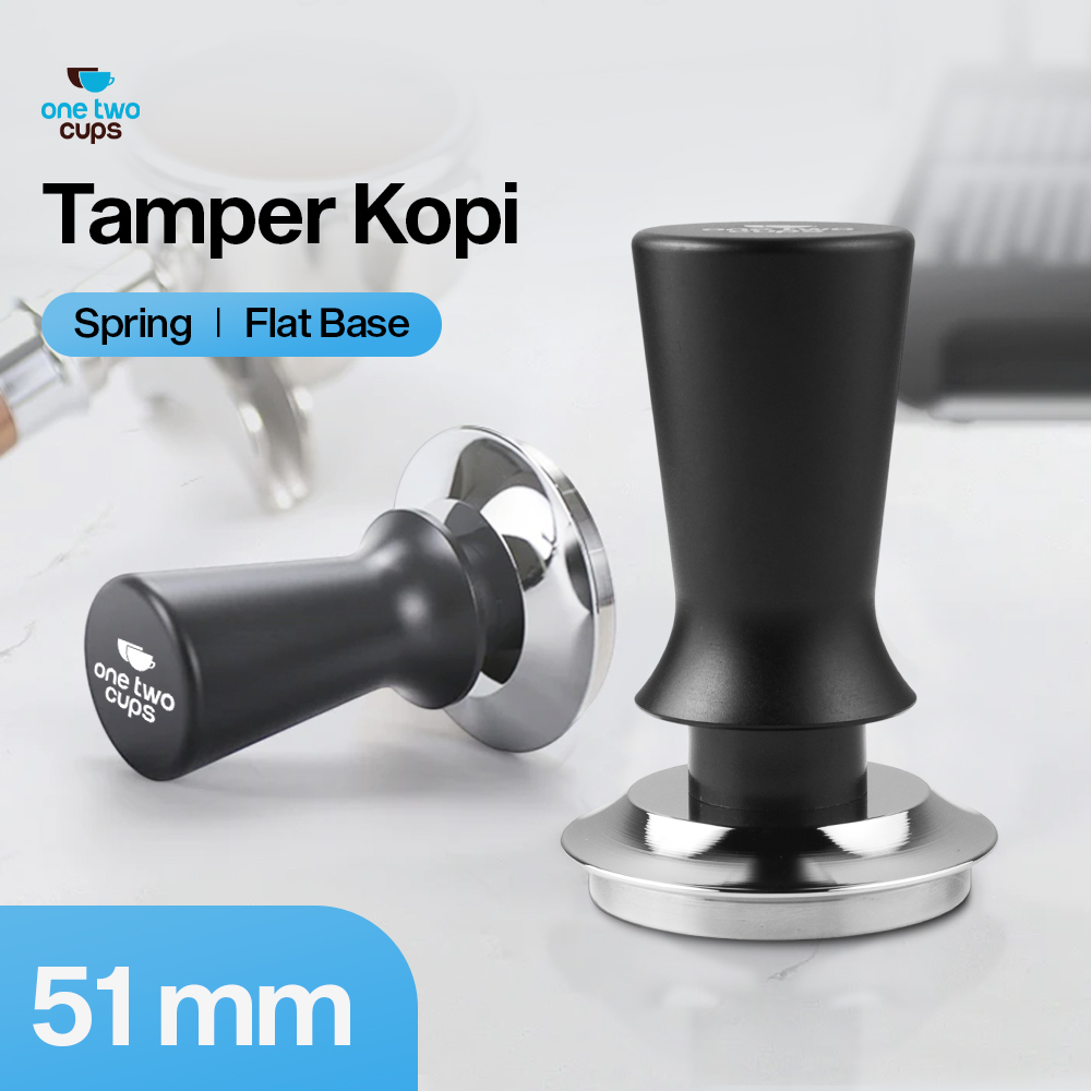 Gambar produk One Two Cups Tamper Kopi Espresso Base Spring Loaded Stainless Steel 51mm - FEN59