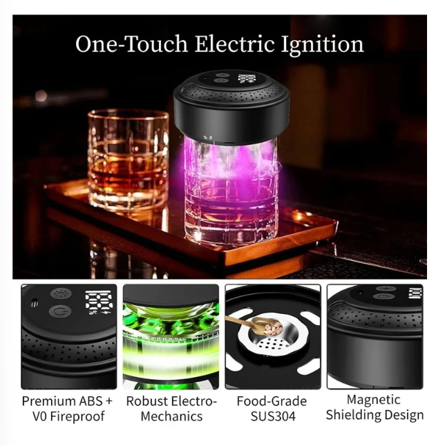 Gambar produk ARKADIA Alat Pengasap Elektrik Whisky Cocktail Smoker Kit With LED RGB - KZ-39