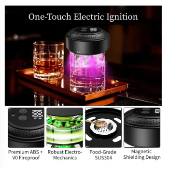 Gambar produk ARKADIA Alat Pengasap Elektrik Whisky Cocktail Smoker Kit With LED RGB - KZ-39