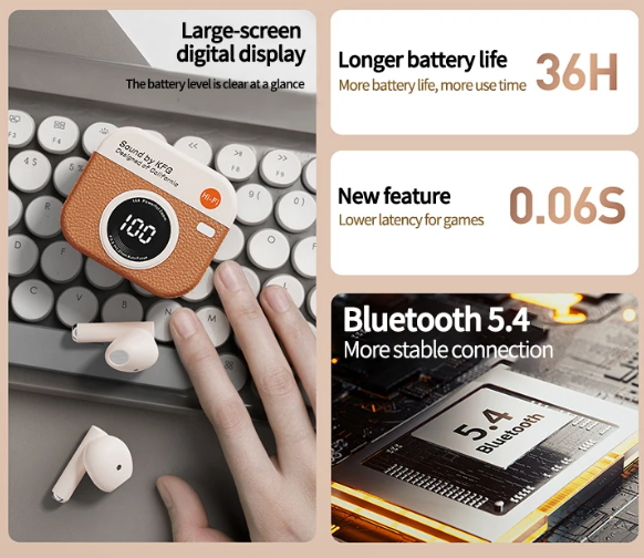 Gambar produk KFG Earphone Bluetooth 5.4 TWS In Ear Noise Cancellation 180mAh - HM05