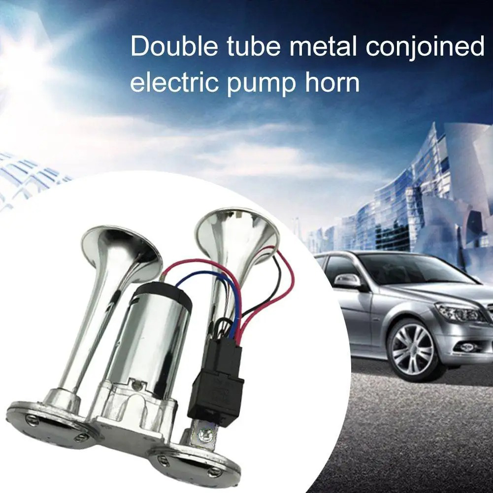 Gambar produk HX Klakson Terompet Truk Mobil Double Tube Horn Zinc Alloy 300dB 24V - H2