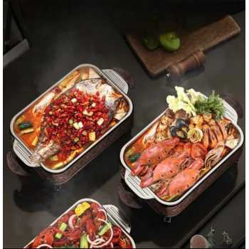 NLSLASI Loyang Nampan Tray Bakeware Grill Pan Magnetic Stainless 410 37x22x5cm - NL31 Gambar produk NLSLASI Loyang Nampan Tray Bakeware Grill Pan Magnetic Stainless 410 37x22x5cm - NL31