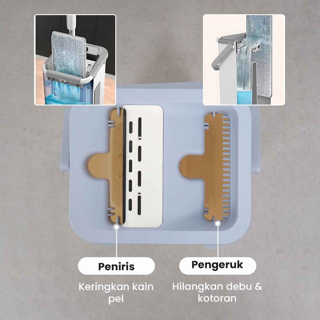 ISHOWTIENDA Alat Pel Lantai Microfiber Flat Flexible Head with Bucket - FMI60 Gambar produk ISHOWTIENDA Alat Pel Lantai Microfiber Flat Flexible Head with Bucket - FMI60