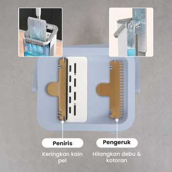 Gambar produk ISHOWTIENDA Alat Pel Lantai Microfiber Flat Flexible Head with Bucket - FMI60