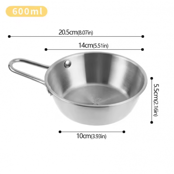 ALRY Mangkuk Mie Salad Stainless Steel Korean Style Bowl with Handle 14cm - ZX-305 Gambar produk ALRY Mangkuk Mie Salad Stainless Steel Korean Style Bowl with Handle 14cm - ZX-305
