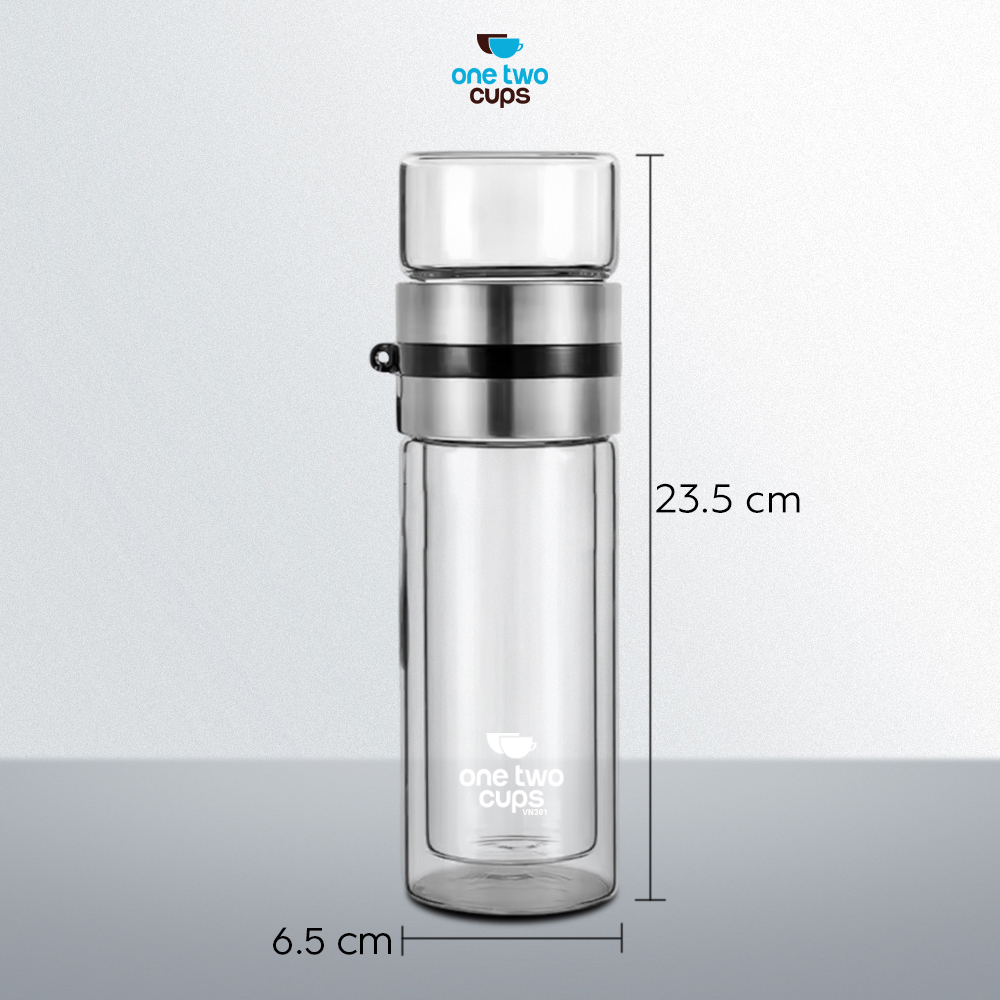 One Two Cups Botol Minum Kaca Borosilikat dengan Saringan 400ml - VN301 Gambar produk One Two Cups Botol Minum Kaca Borosilikat dengan Saringan 400ml - VN301