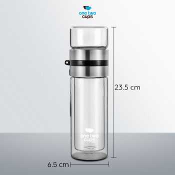 One Two Cups Botol Minum Kaca Borosilikat dengan Saringan 400ml - VN301 Gambar produk One Two Cups Botol Minum Kaca Borosilikat dengan Saringan 400ml - VN301