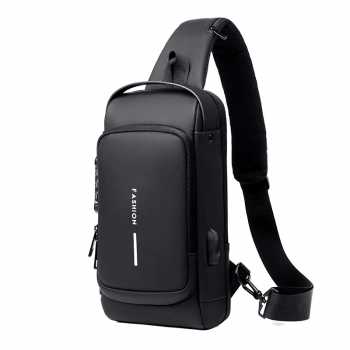 Rhodey Tas Selempang Fashion Sling Bag Pria with USB Slot and Lock - - RE881 Gambar produk Rhodey Tas Selempang Fashion Sling Bag Pria with USB Slot and Lock - - RE881