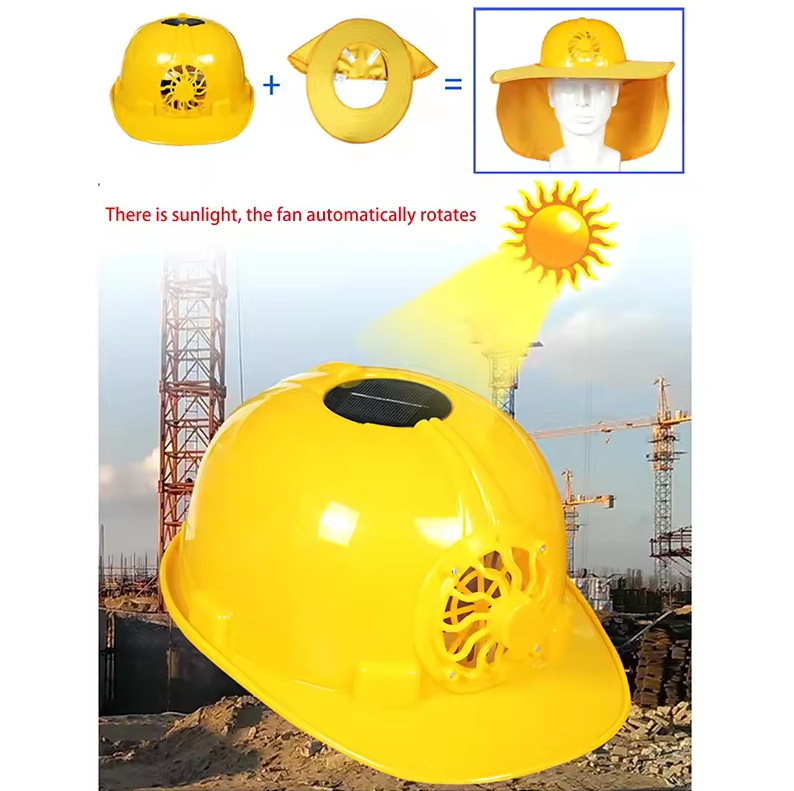 SDJZT Helm Proyek Konstruksi K3 Kipas Tenaga Surya Safety PE Material - LM02 Gambar produk SDJZT Helm Proyek Konstruksi K3 Kipas Tenaga Surya Safety PE Material - LM02