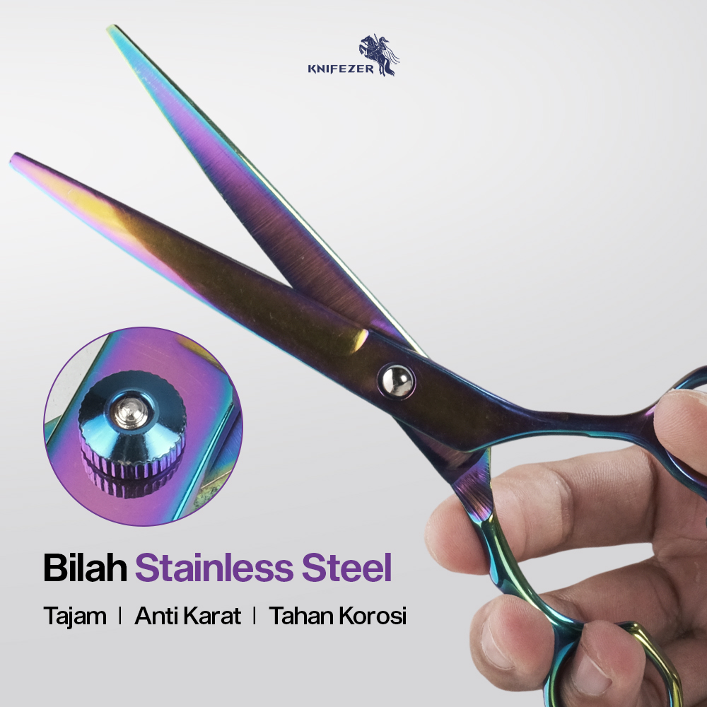 KNIFEZER Set Gunting Grooming Bulu Hewan Peliharaan 4in1 - 62HRC Gambar produk KNIFEZER Set Gunting Grooming Bulu Hewan Peliharaan 4in1 - 62HRC