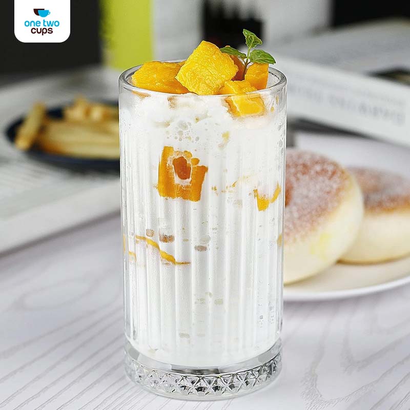 Gambar produk One Two Cups Gelas Kaca Aesthetic Kopi Teh Striped Crystal Glass 445ml - EL-45