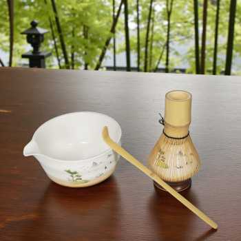 Gambar produk BeauOCS Matcha Set Chawan Chasen Stand Chashaku Ceramic 500ml 4 PCS - BS13