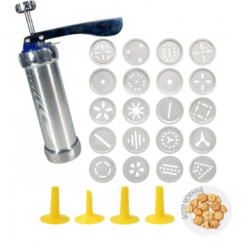 LUWIN Cetakan Kue Kering Semprit Churros Cookie Press Gun 20 PCS - D063 Gambar produk LUWIN Cetakan Kue Kering Semprit Churros Cookie Press Gun 20 PCS - D063