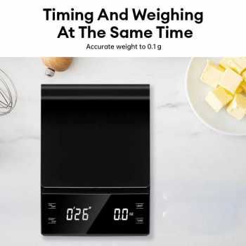 Gambar produk SCALI Timbangan Kopi Digital Timer Coffee Scale Rechargeable 3kg 0.1g - EK6002
