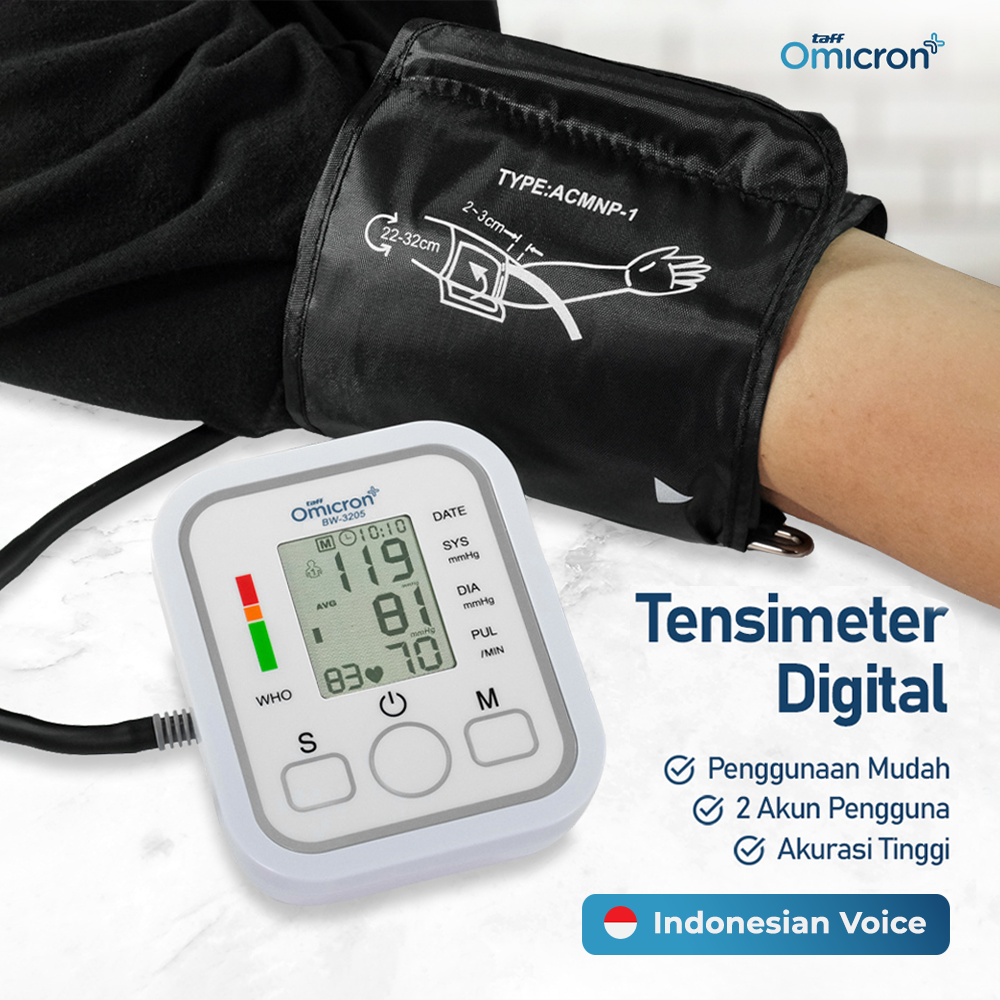 Gambar produk TaffOmicron Tensimeter Digital Pengukur Tekanan Darah Indonesian Voice - BW-3205
