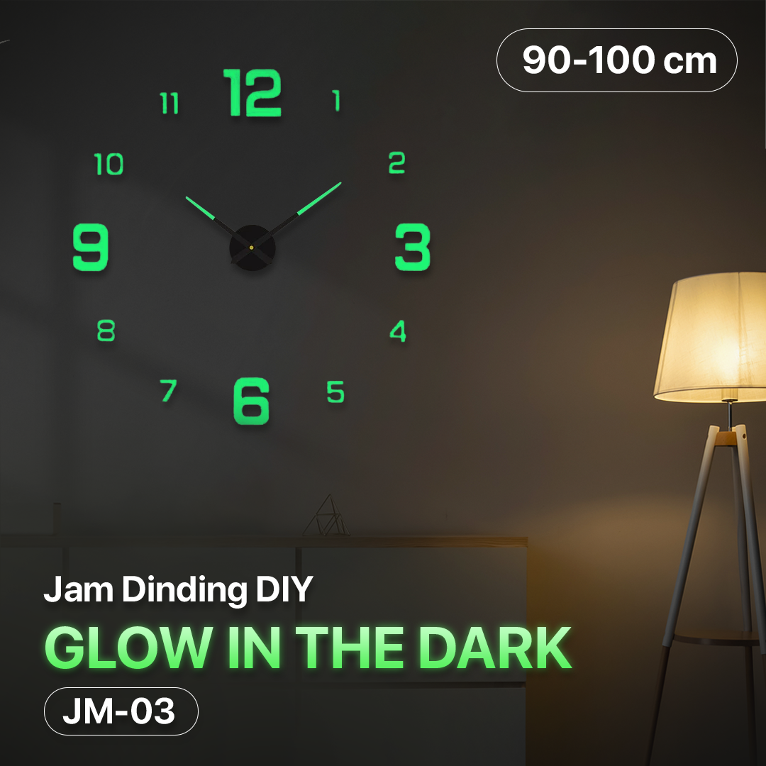 TaffHOME Jam Dinding Besar DIY Glow in The Dark 90-100cm - JM-03 Gambar produk TaffHOME Jam Dinding Besar DIY Glow in The Dark 90-100cm - JM-03