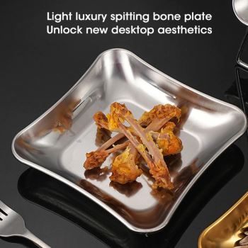 Gambar produk Aihogard Piring Makan Stainless Steel Square Korean Style 13cm - AG130