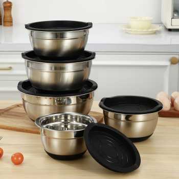MEJIMA Baskom Stainless Steel 201 Mixing Bowl Anti Slip Bottom Lid - MJ-201