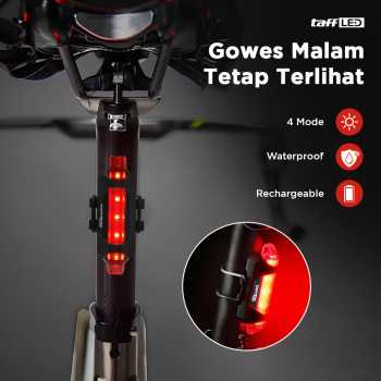 Gambar produk TaffLED Lampu Belakang Sepeda LED USB Rechargeable 250mAh 15 Lumens - DC-918