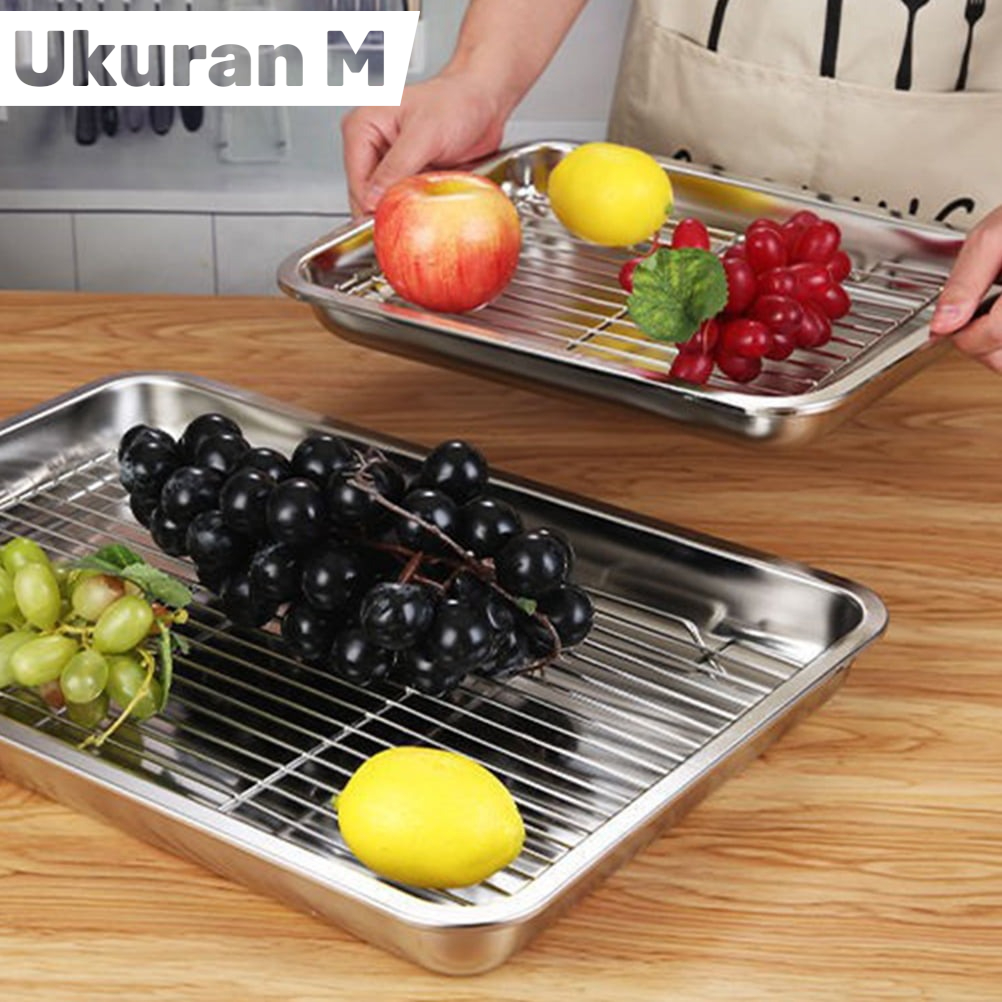 TaffHOME Nampan Stainless Steel Oil Filter Tray Barbecue M - T-22 Gambar produk TaffHOME Nampan Stainless Steel Oil Filter Tray Barbecue M - T-22